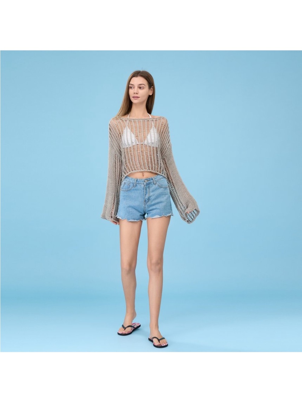 NWT Cupshe Women's Sheer Crochet Swim
Cover Up Top Sweater